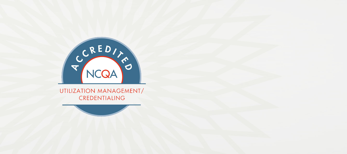 NCQA Accreditation Seal Emblem on Premier Eye Care Logo Background